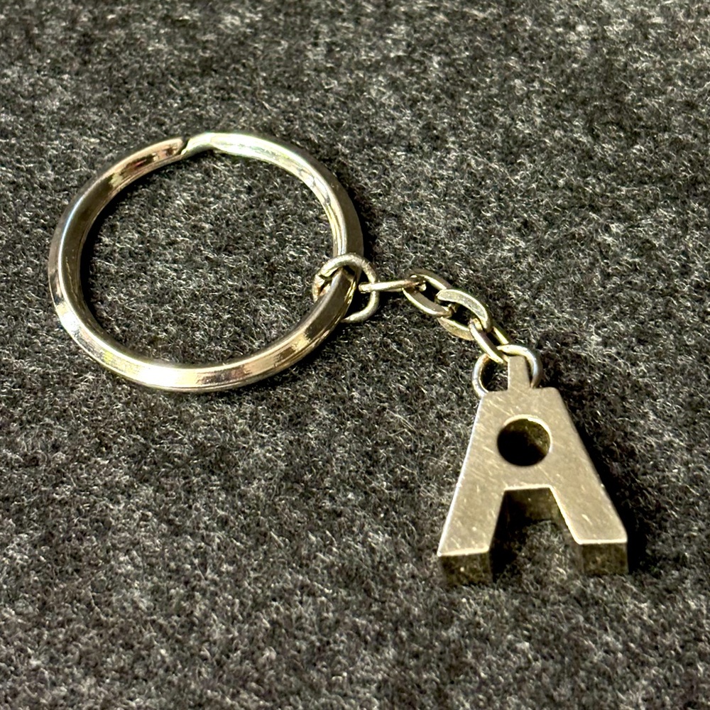 Bold Letter "A" Keychain in Silver-Tone